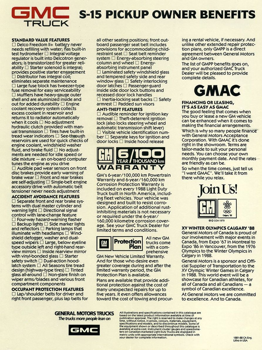 1984 GMC S-15 Pickup Brochure Page 10